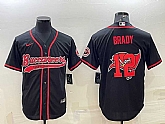 Men's Tampa Bay Buccaneers #12 Tom Brady Black Team Big Logo With Patch Cool Base Stitched Baseball Jersey,baseball caps,new era cap wholesale,wholesale hats